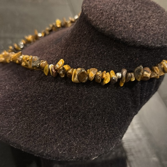 Tigers Eye Brown Stone Chip Bead Beaded Pendant Necklace Focus Creativity - Picture 4 of 7